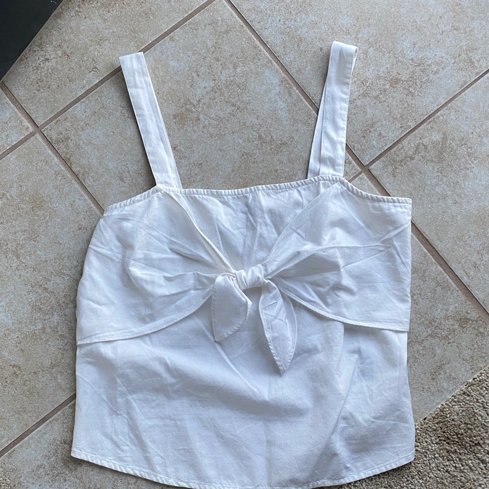 Madewell size 8 White Women's Top with Bow Detail